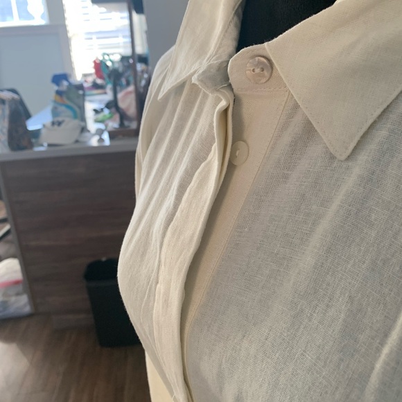 Linen, long dress, button front with tie - Picture 4 of 5